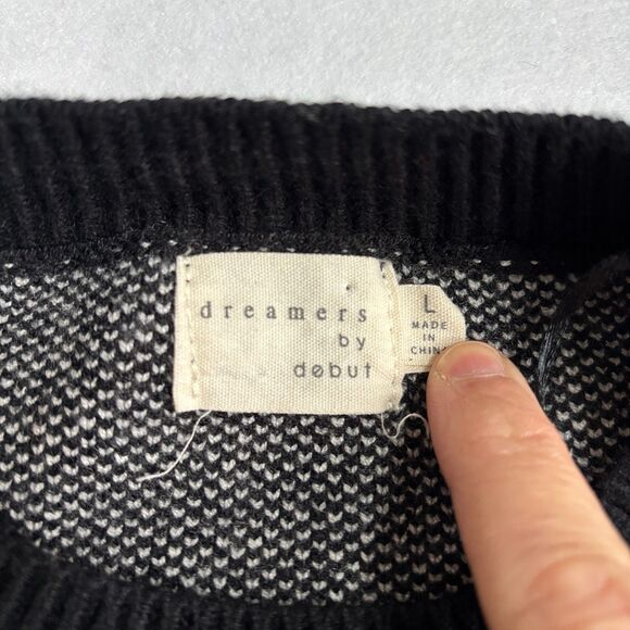 Dreamers By Debut T Rex Dinosaur Sweater Womens L Black Novelty Teacher Oversize - Picture 4 of 9